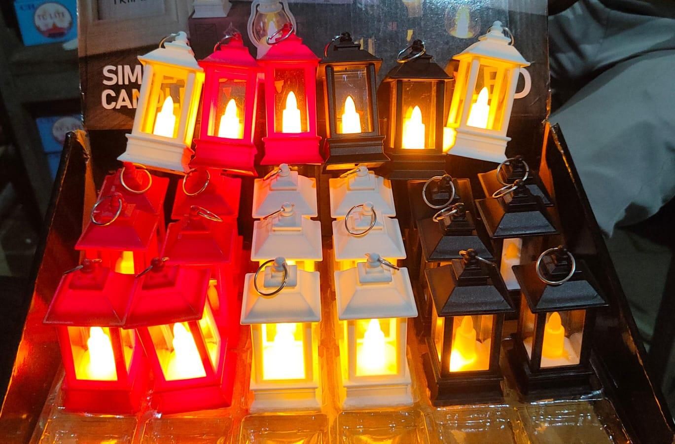 Decorative Lanterns Hanging Lantern with Flashing Led Pillar Candles Battery Operated(Pack Of 6)