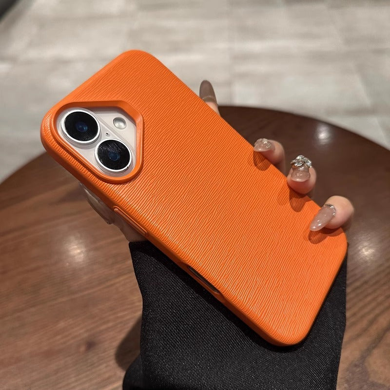 iPhone 16 Series  Leather Texture Bumper Shell Shockproof Lens Case