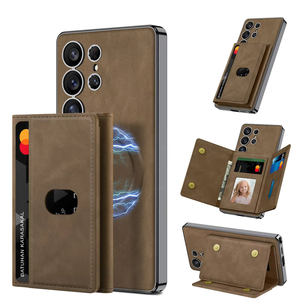 Galaxy S25 Ultra Magnetic Detachable Card Wallet Leather Case