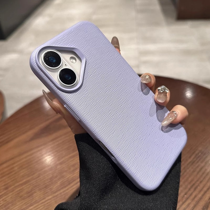 iPhone 16 Series  Leather Texture Bumper Shell Shockproof Lens Case