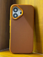 iPhone 16 Series  Leather Texture Bumper Shell Shockproof Lens Case