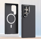 Metal Camera Frame PU Leather Magsafe Case
