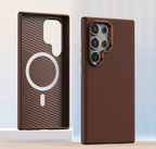 Metal Camera Frame PU Leather Magsafe Case