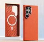 Metal Camera Frame PU Leather Magsafe Case