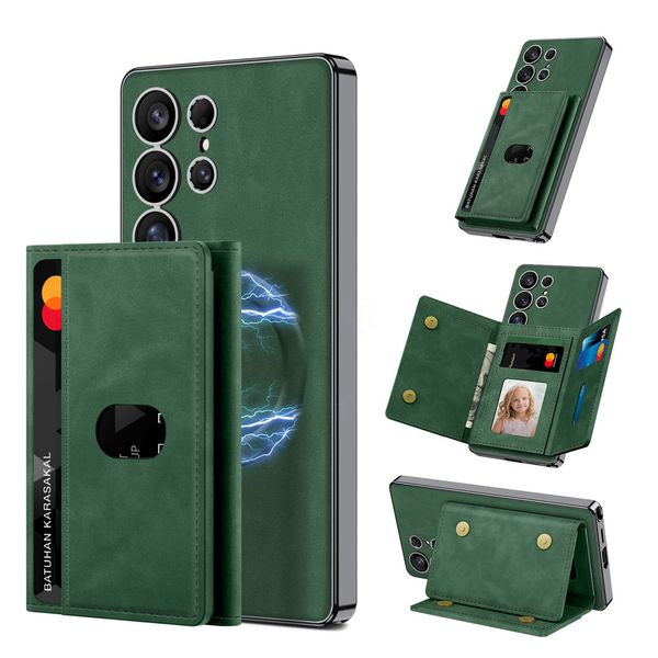 Galaxy S25 Ultra Magnetic Detachable Card Wallet Leather Case