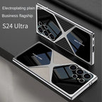 Original X Pattern Electroplating  Leather Texture Case