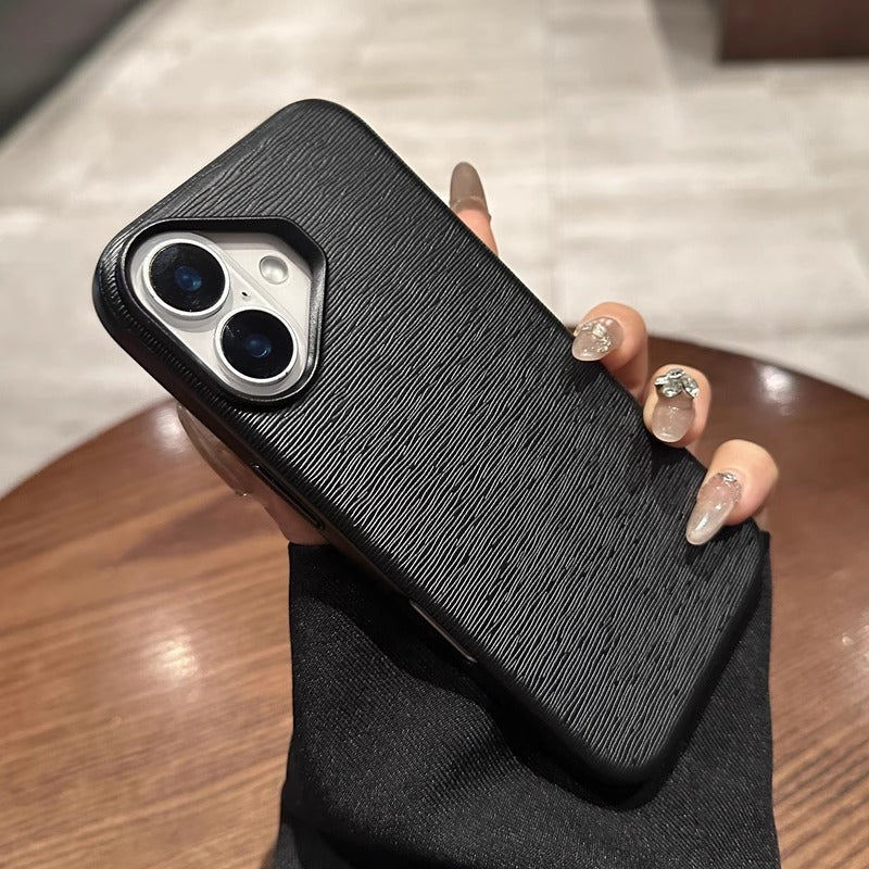 iPhone 16 Series  Leather Texture Bumper Shell Shockproof Lens Case