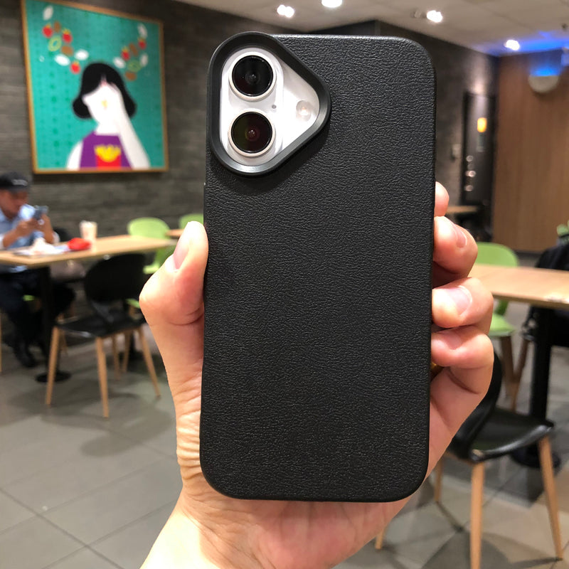 iPhone 16 Series  Leather Texture Bumper Shell Shockproof Lens Case